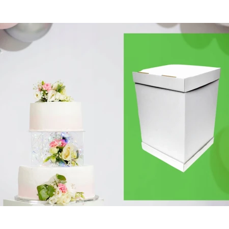 Pudełko na tort piętrowy 41x41x45 cm białe