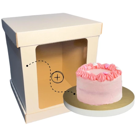 Zestaw pudełko okienkiem na bento 19x19x23 cm z podkładem styrodurowym 18 cm