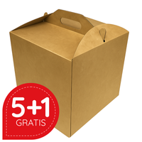 Pudełko na tort wysoki z rączką o 30x30x32 cm kraft