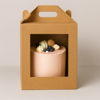 Pudełko na tort z okienkiem 28x28x32 cm brązowe KRAFT z Instrukcją obsługi tortu
