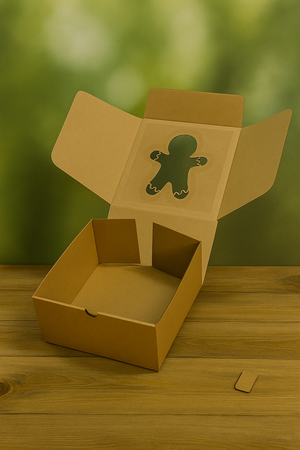 Pudełko na tort, ciasto typu sweetbox Pan Ciastek 25x25x14 cm brązowe kraft