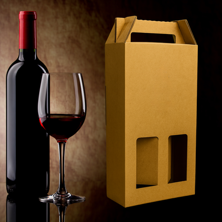 Opakowanie na 2 wina z rączką 180x85x320 mm kraft