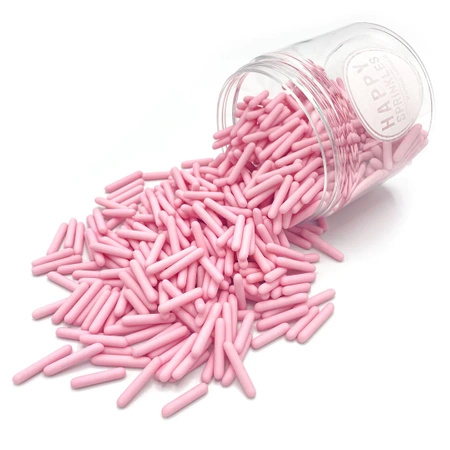 Posypka cukrowa do tortów i ciast HAPPY SPRINKLES Pink Dull Rods różowe pałeczki 90g