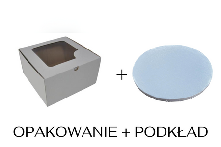 Zestaw opakowanie na tort 25x25x14 cm + podkład tekturowy 25 cm 