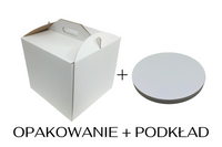 Zestaw opakowanie na tort 22x22x25 + podkład styrodurowy 22 cm