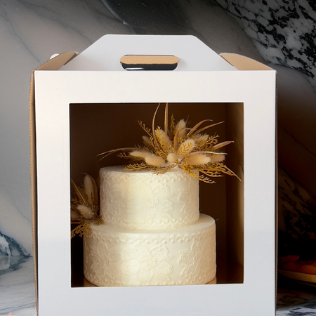 Pudełko na tort z okienkiem 28×28×32 cm białe + GRATIS: Instrukcja krojenia i przechowywania tortu