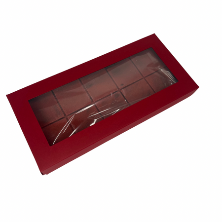 Opakowanie na czekoladę dubajską z okienkiem Pudełko na pierniki 24x11x2,5 cm czerwone