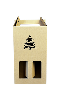 Opakowanie na 2 wina z rączką 180x85x320 mm ECO CHOINKA 4-ELEMENTOWA