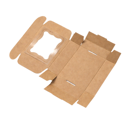 Pudełko na ciastka z okienkiem 20x15x5 cm brązowe z prążkowanej tektury