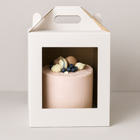 Pudełko na tort z okienkiem 28×28×32 cm białe + GRATIS: Instrukcja krojenia i przechowywania tortu