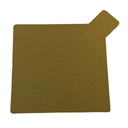 Podkład bankietowy do monoporcji kwadratowy z uchwytem 8x8 cm złoty