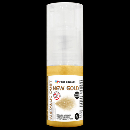 Metaliczny Złoty Barwnik spożywczy pudrowy Metalic Dust New Gold puder suchy spray food colours 5g