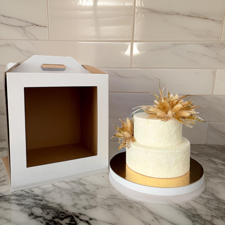 Pudełko na tort z okienkiem 22×22×25 cm białe + instrukcja GRATIS