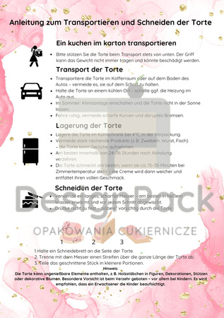 Samoprzylepna Instrukcja obsługi i krojenia tortu A5 w języku niemieckim