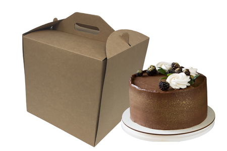 50 x Pudełko na tort z rączką 30x30x28 cm brązowe kraft