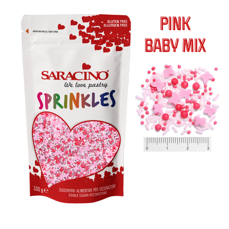 Posypka cukrowa do tortów i ciast PINK BABY MIX Saracino 100g