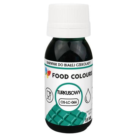 Turkusowy barwnik spożywczy do białej czekolady i mas tłustych  Food Colours  18 ml