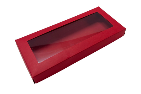 Opakowanie na czekoladę dubajską z okienkiem Pudełko na pierniki 24x11x2,5 cm czerwone