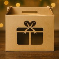 Opakowanie kuferek prezentowy 35x15x25 cm kraft z wyciętym motywem świątecznym (prezent)