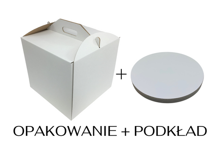 Zestaw opakowanie na tort 20x20x25 + podkład styrodurowy 20 cm 