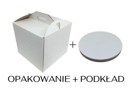 Zestaw opakowanie na tort 30x30x28 + podkład styrodurowy 30 cm 