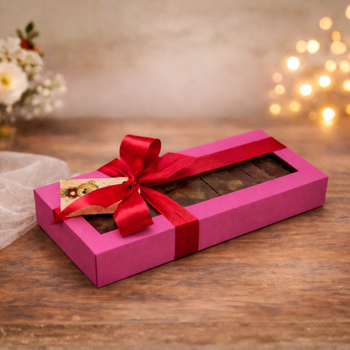 Opakowanie na czekoladę dubajską z okienkiem Pudełko na pierniki 24x11x2,5 cm różowe edycja limitowana 