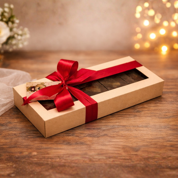 Opakowanie na czekoladę dubajską XXL Pudełko na pierniki 24x11x2,5 cm brązowe kraft