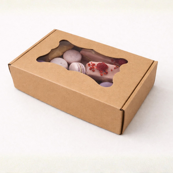 Pudełko na ciastka z okienkiem tekturowe 25x15x5 cm kraft