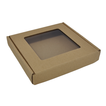 Pudełko na pierniki z okienkiem 15x15x2,5 cm Eco Prążkowane 5 szt