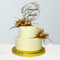 Topper na tort komunijny " Komunia Święta w wianku" 15x15,5 cm złoty