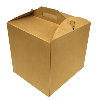 Pudełko na tort z rączką 26x26x26 cm brązowe kraft