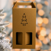 Opakowanie na 2 wina z motywem świąteczej choinki geometrycznej 180x85x320 mm kraft