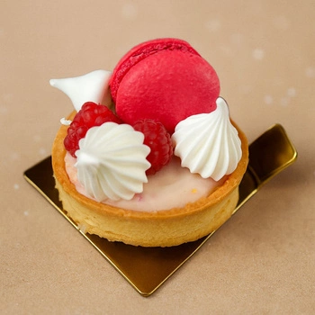 Podkład bankietowy do monoporcji kwadratowy z uchwytem 8x8 cm złoty