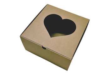 Pudełko na tort, ciasto typu sweetbox serce 25x25x14 cm brązowe kraft