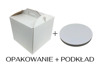  Zestaw opakowanie na tort 26x26x26 + podkład styrodurowy 26 cm 