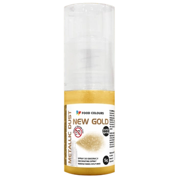 Metaliczny Złoty Barwnik spożywczy pudrowy Metalic Dust New Gold puder suchy spray food colours 5g