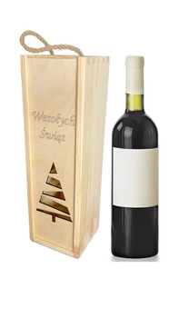 Skrzynka na wino drewniana z choinką