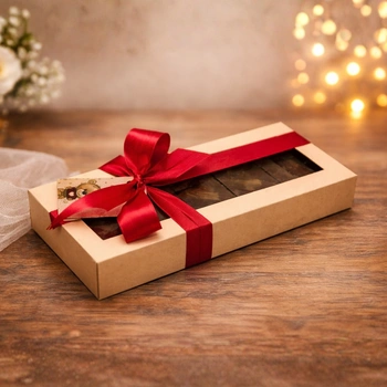 Opakowanie na czekoladę dubajską XXL Pudełko na pierniki 24x11x2,5 cm brązowe kraft