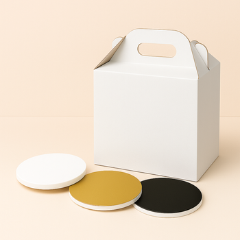 Zestaw opakowanie na tort 26x26x32 + podkład styrodurowy 26 cm